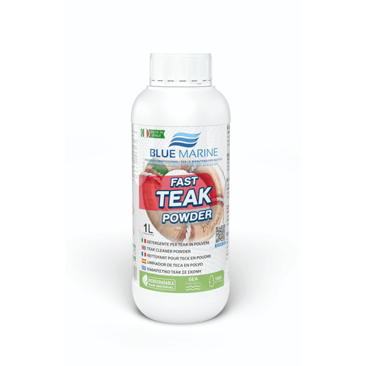 Fast Teak Poweder van Blue Marine voor het schoonmaken van het teakdek van de boot