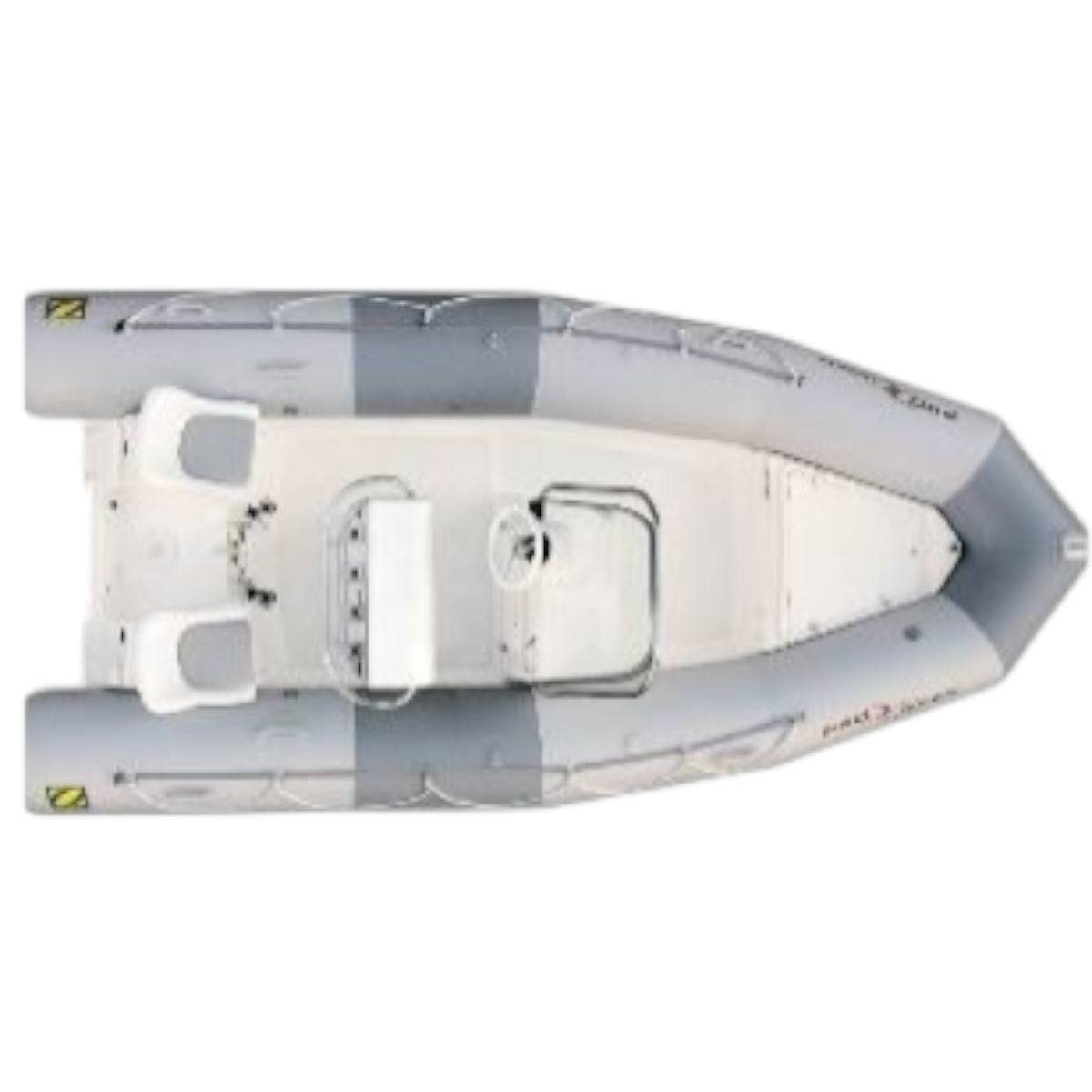 Tube Zodiac Pro Open 550 uitgevoerd in lichtgrijs en grijs hypalon neopreen materiaal